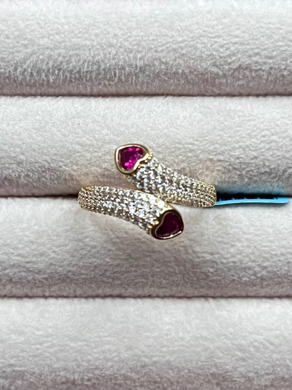 R170 |  Ruby Hearts Moissanite Pave Bypass Ring